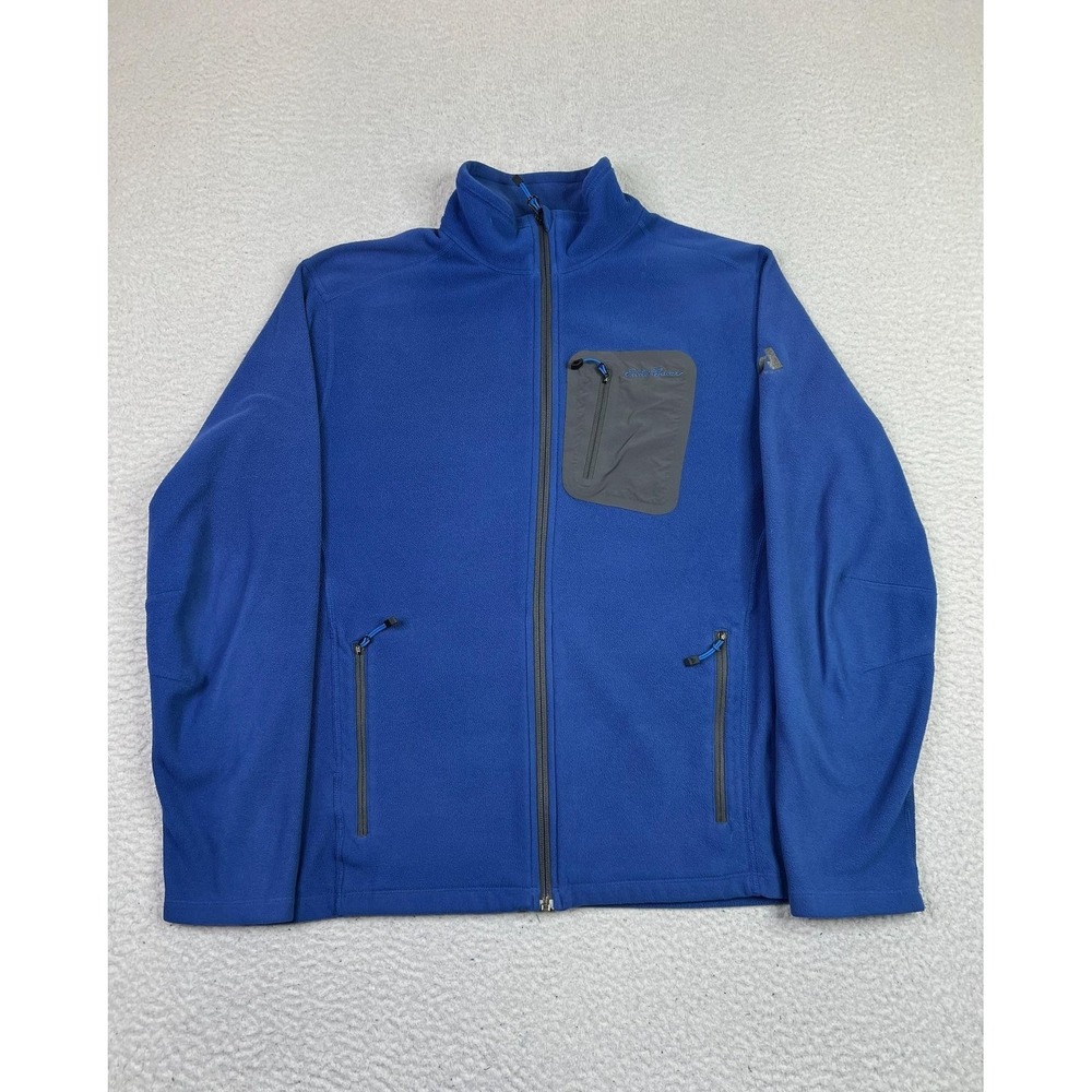 Eddie Bauer First Ascent Fleece Jacket Mens Medium Blue Full Zip Polartec Hiking